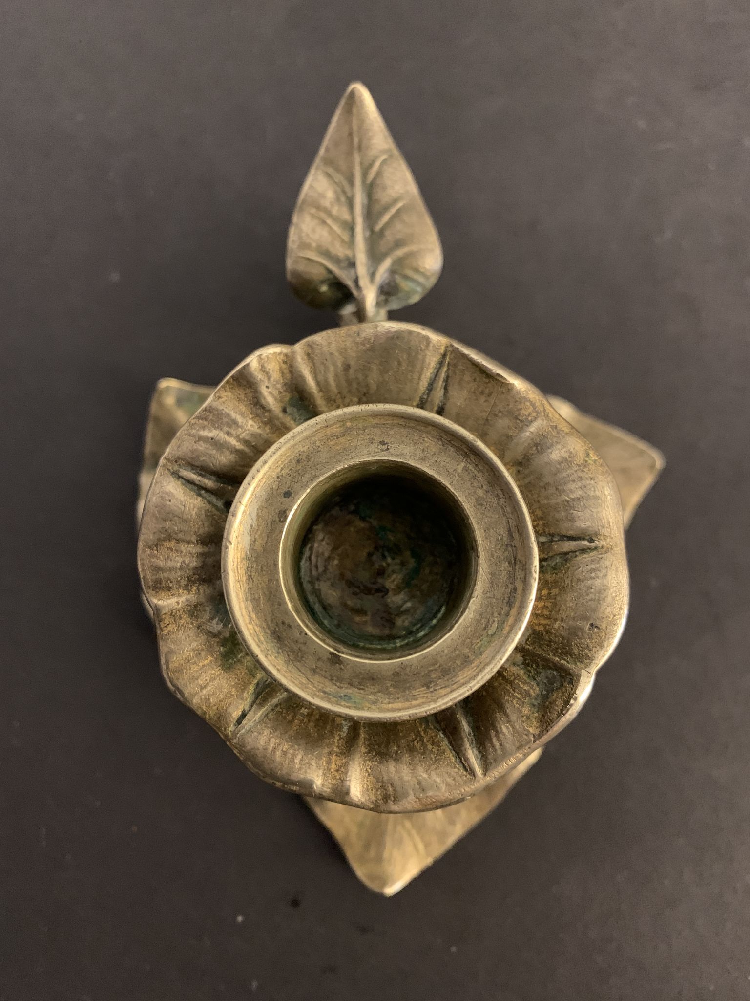 Art Nouveau bronze hand candle holder or cellar rat, 1900