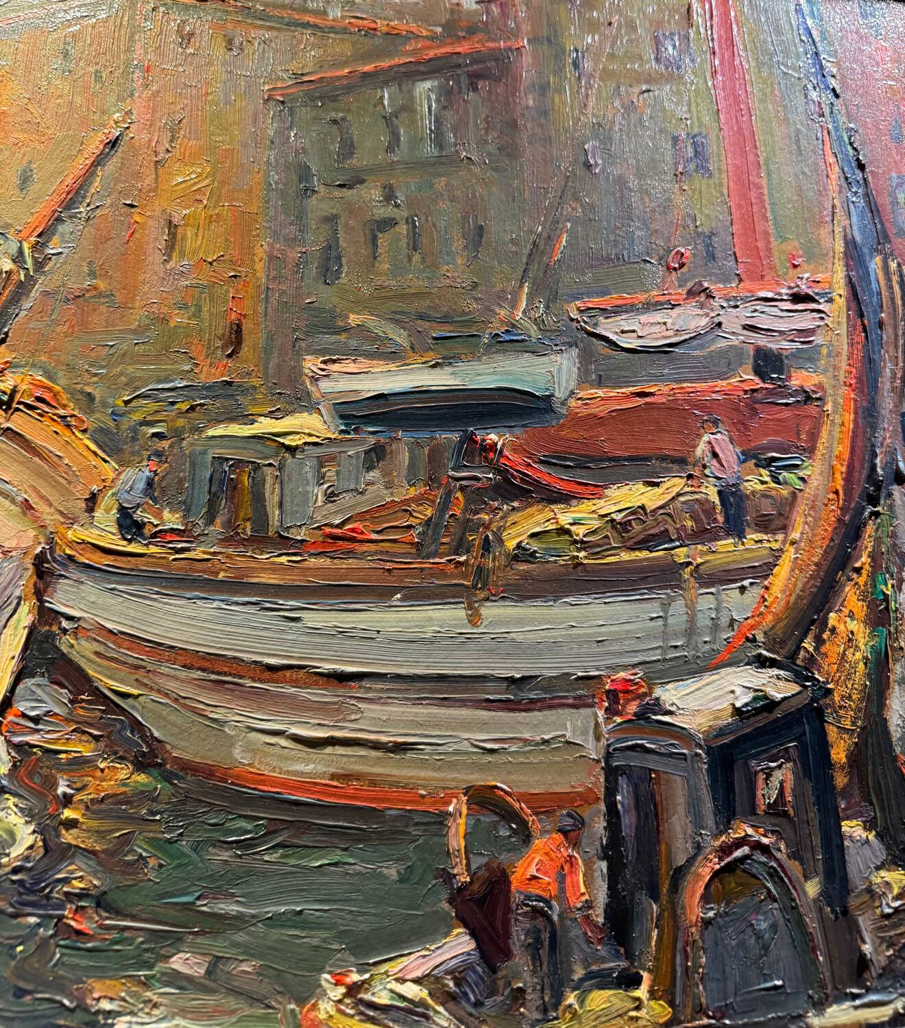 Antique painting, seascape signed Louis Dufour, dated 1943