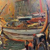 Antique painting, seascape signed Louis Dufour, dated 1943