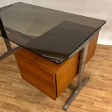 Italian desk from the 70s in smoked glass