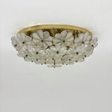 Large Floral Crystal Glass Flush Lamp by Ernst Palme , 1970s