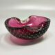 1960s mid-century pink ashtray or catchall in bullicante Murano glass by Flavio Poli
