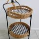 Serving trolley with two wicker / rattan serving trays