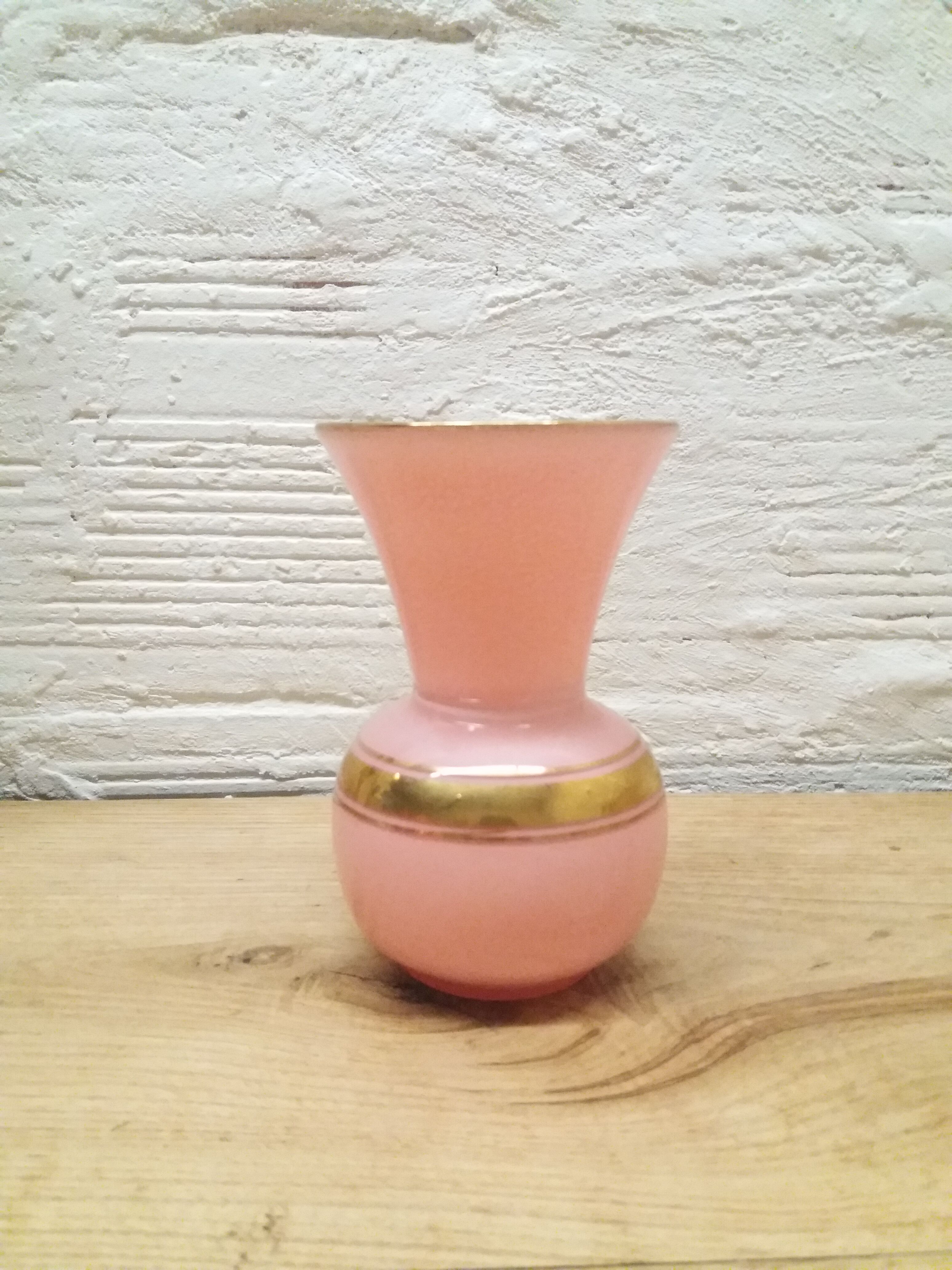 Vase rose et or