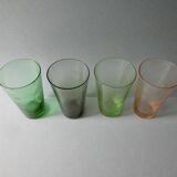 4 large glasses from the 50s, colored glass