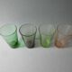 4 grands verres des années 50, verre coloré