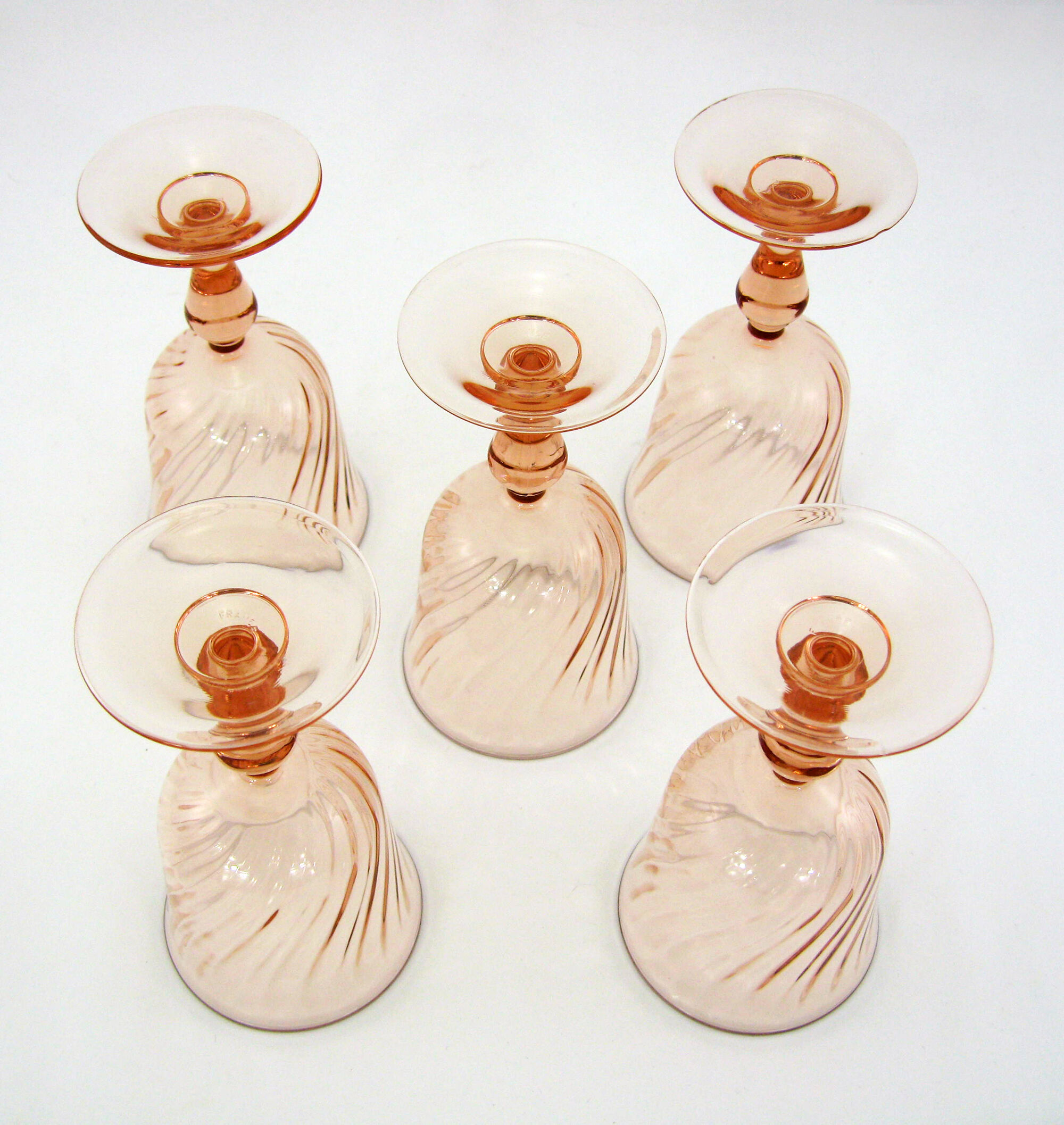 5 stemmed glasses - Rosaline Luminarc Arcoroc France - vintage 80s