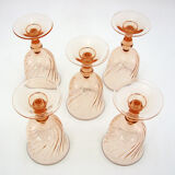 5 stemmed glasses - Rosaline Luminarc Arcoroc France - vintage 80s