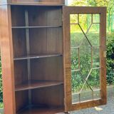 Victorian corner cabinet in solid wood and marquetry