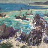 Oil painting on canvas / cardboard signed dimensions: height -37cm - width -43