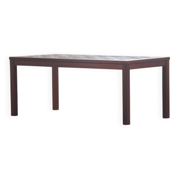 Table basse en teck danois avec plateau en carreaux de céramique, années 1960