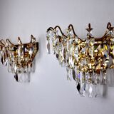 Paire d'applique Regency, cristaux taillés, Espagne, 1980