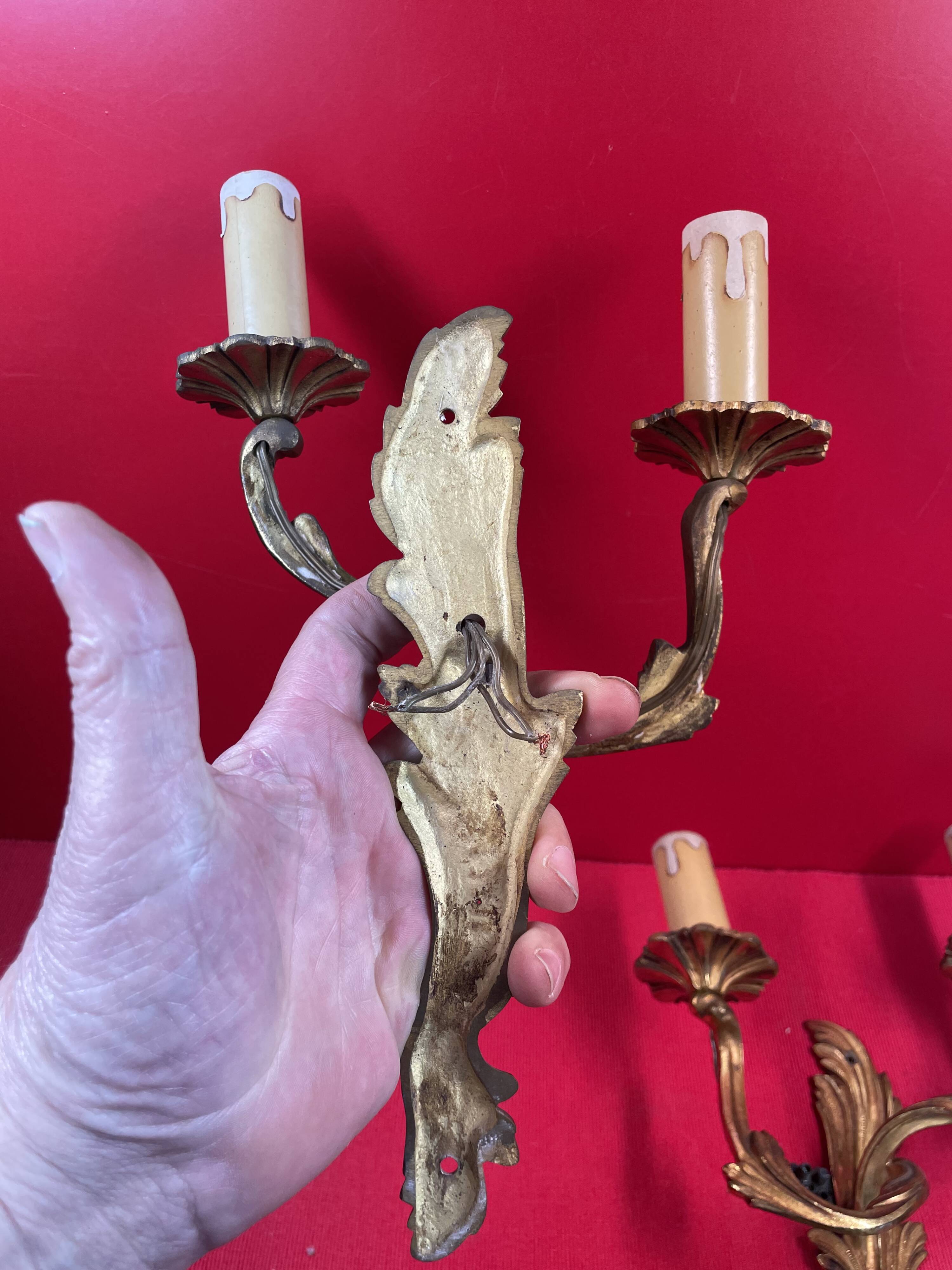 Pair of Louis XV style wall lights, Baroque, gilded bronze