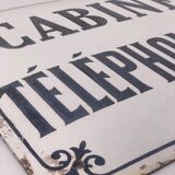 Ancienne plaque émaillée "Cabine téléphonique" bombée