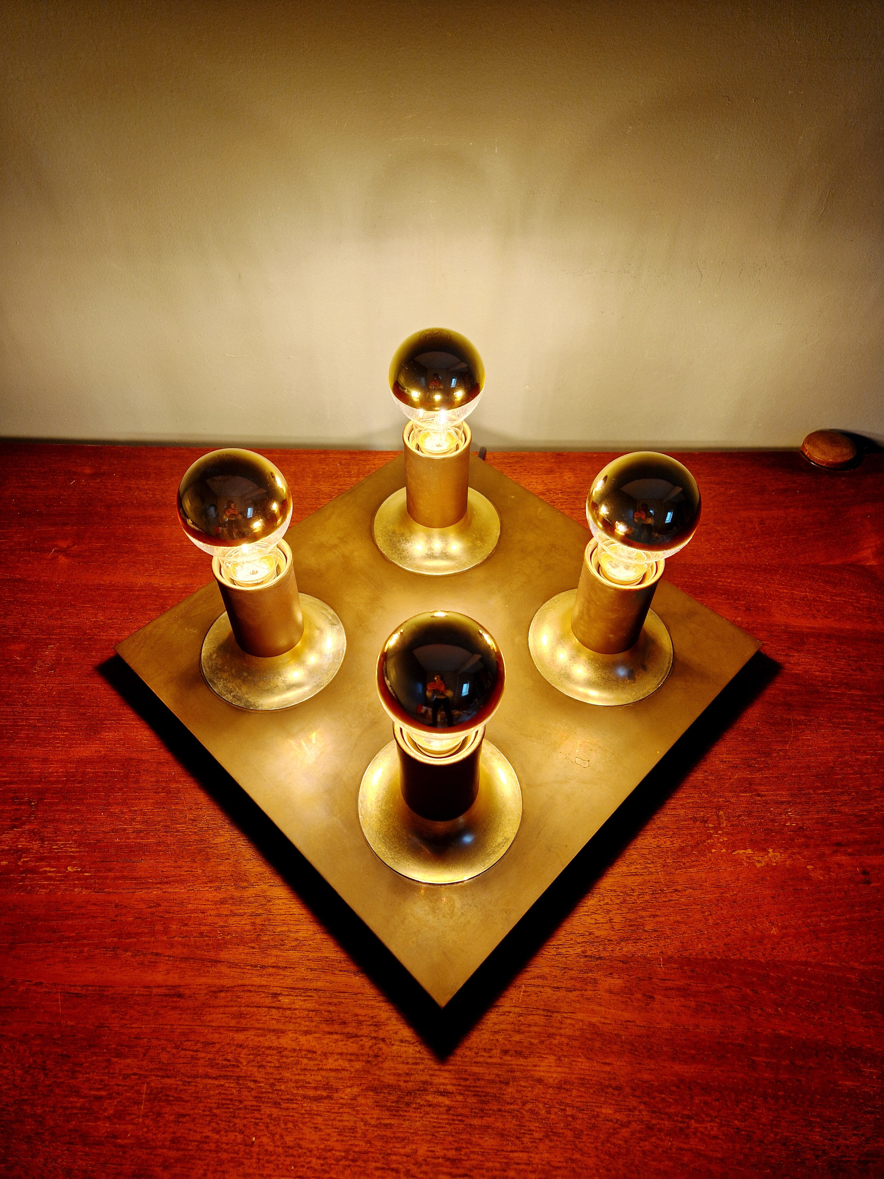 Space Age ceiling light/wall lamp in brass, Cosack Leuchten, 1970.