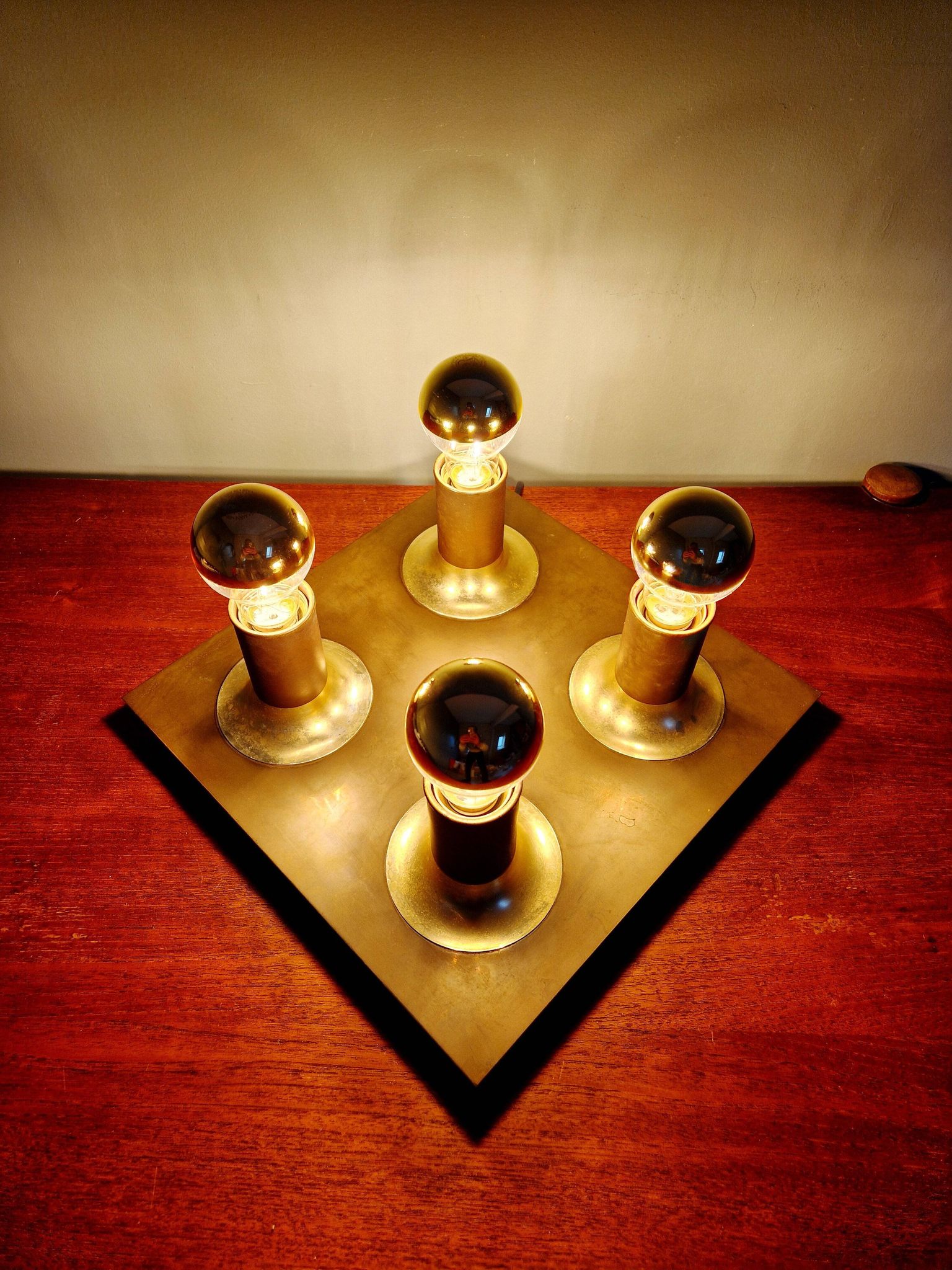 Space Age ceiling light/wall lamp in brass, Cosack Leuchten, 1970.