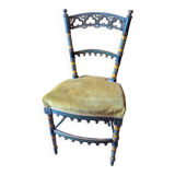 Napoleon III Neo-Gothic "Troubadour" Chair - Polychrome Decor 19th Century