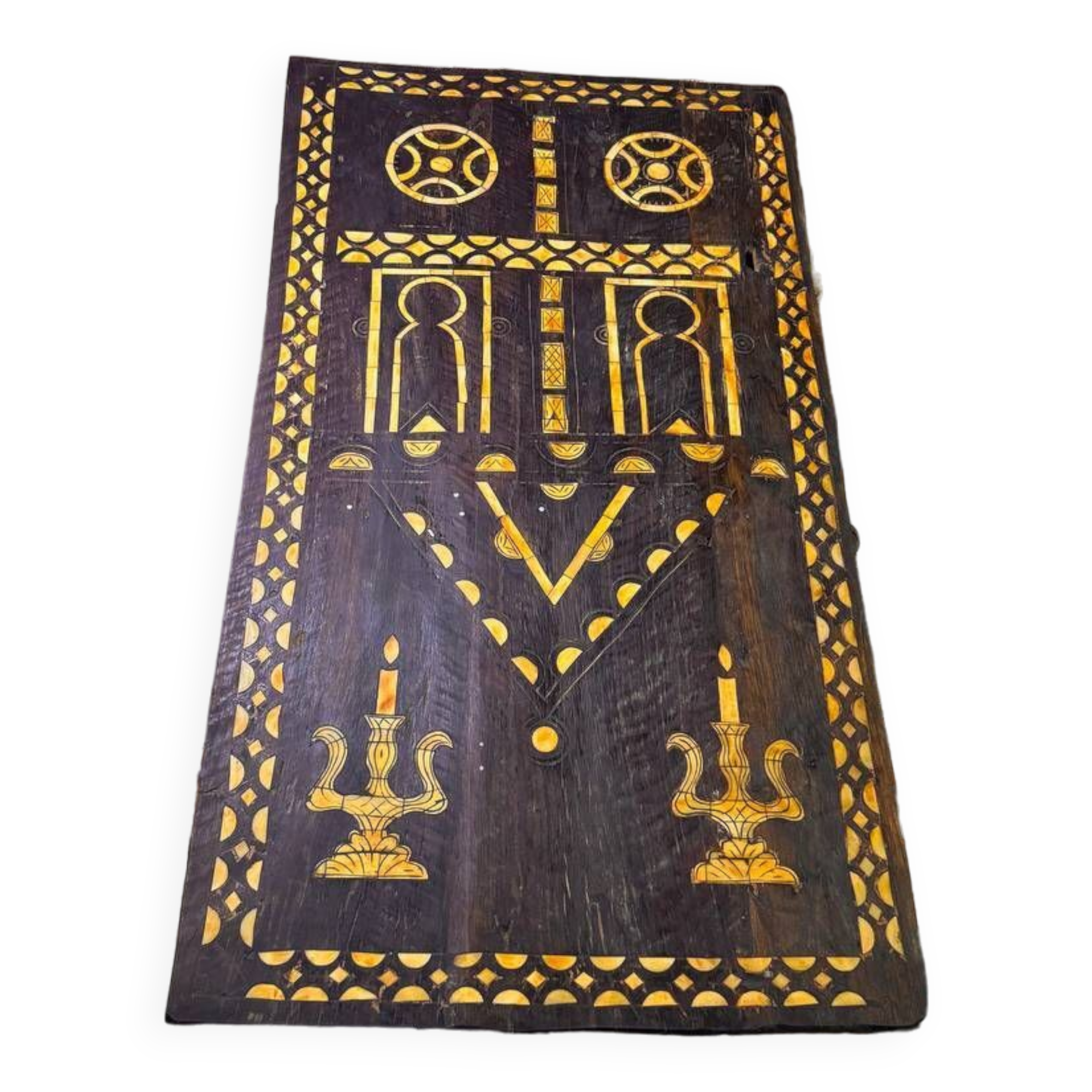 Berber heritage: ancient door decorated with camel bones