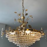 Crystal grapevine waterfall chandelier from the 70s