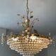 Crystal grapevine waterfall chandelier from the 70s