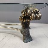 Table basse en laiton avec fleurs, années 1970