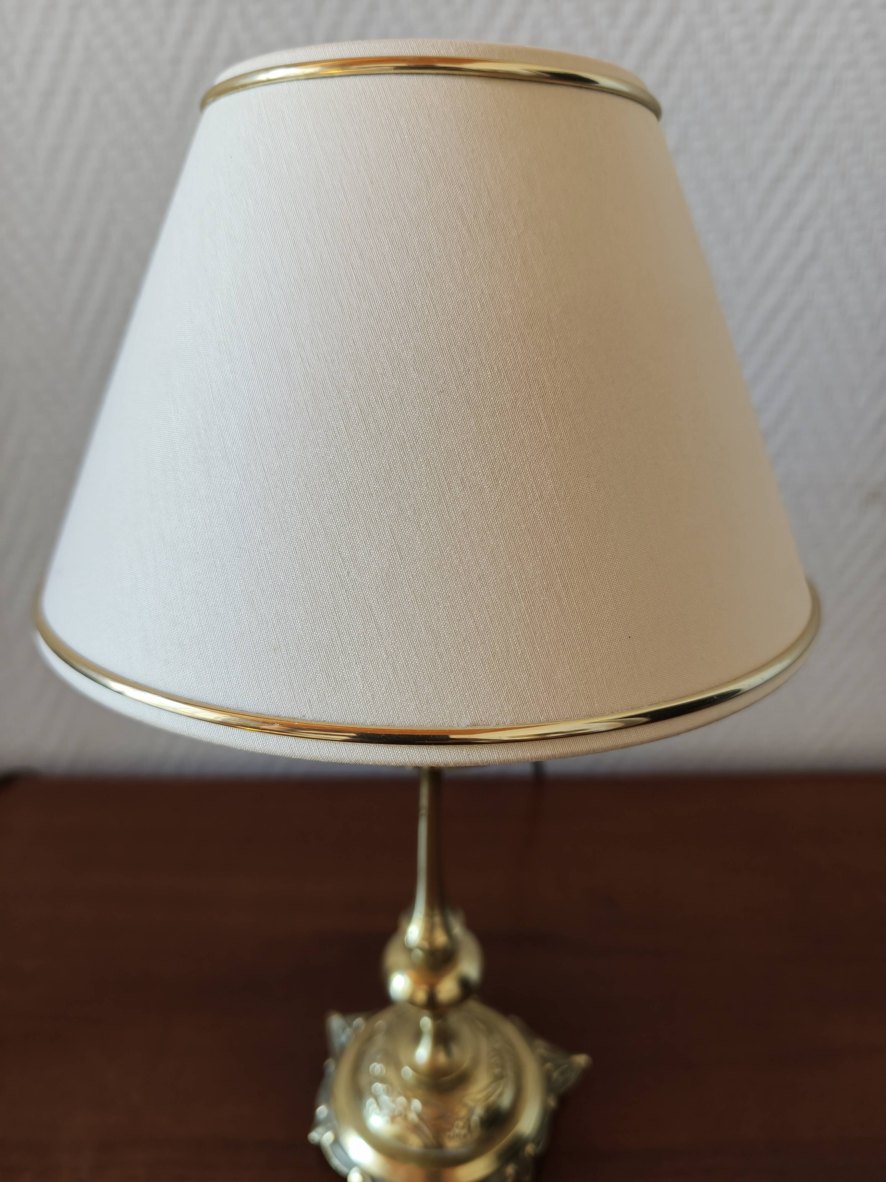 Pair of lamps in solid gold-plated brass