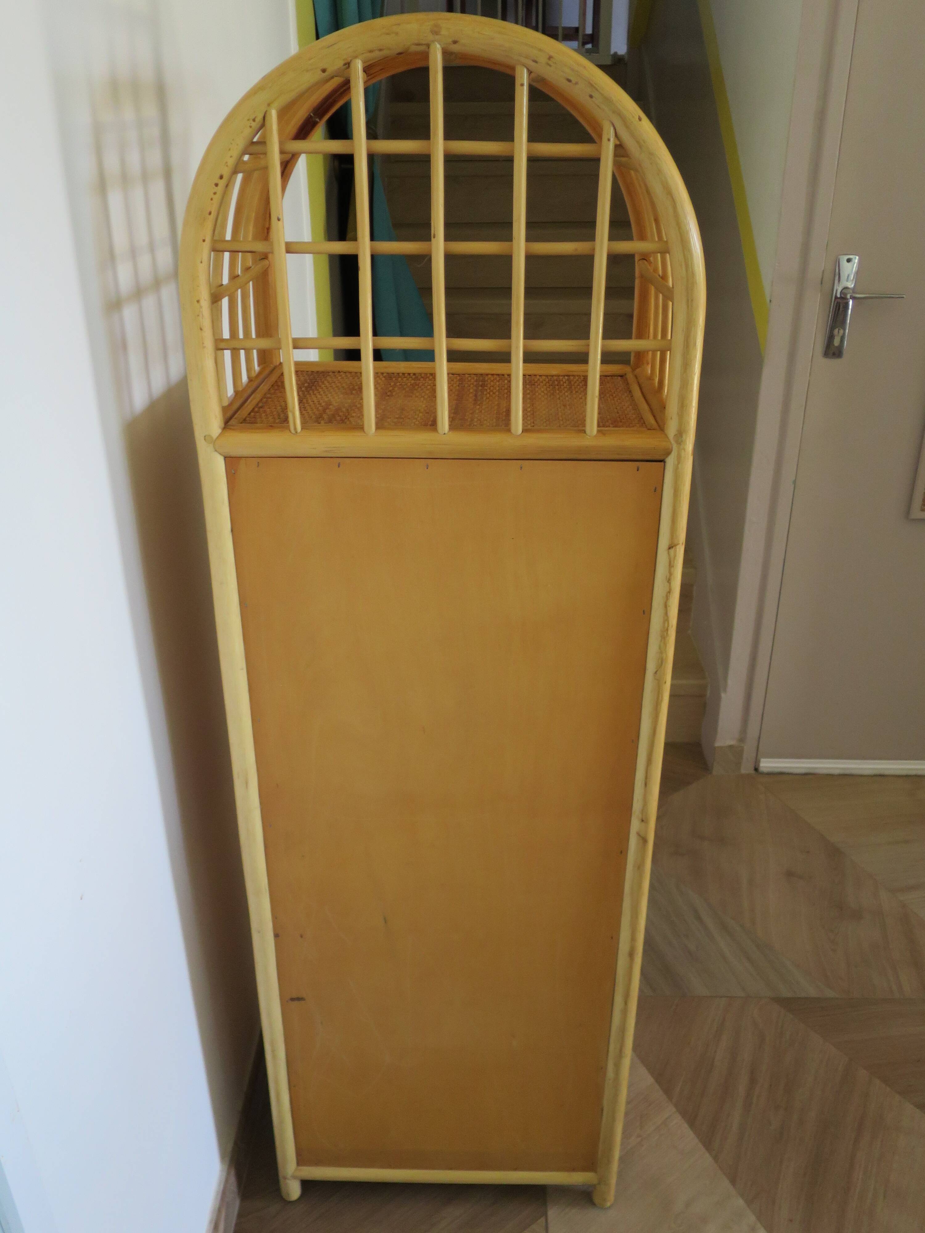Vintage Library - 2 drawers - Woven rattan cupboard - 1980s - natural