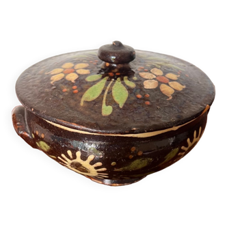 Terracotta pottery tureen Alsace folk art