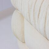 Elegant Italian lounge chairs in cream coloured fabric, 1970s