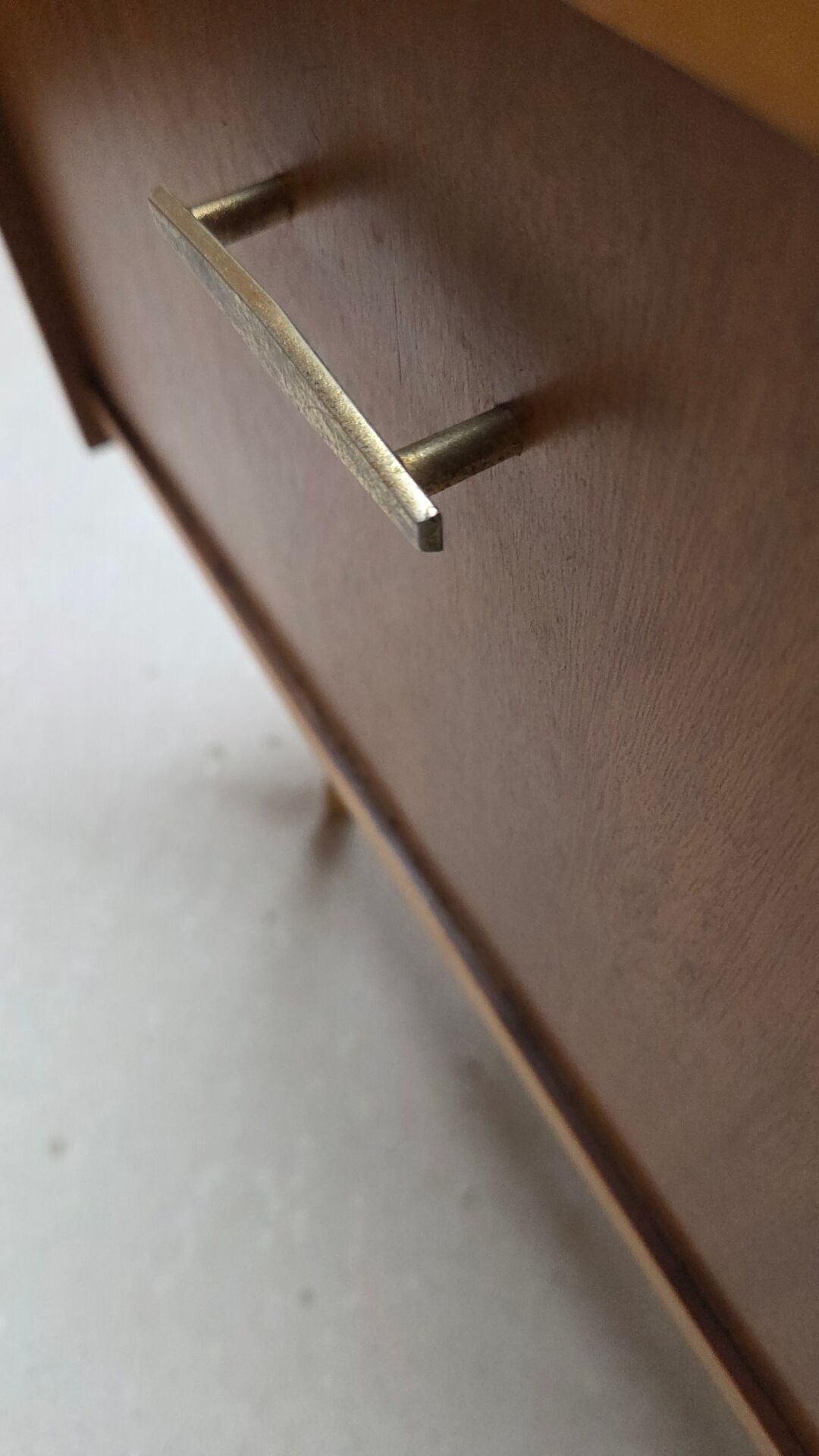 Small Scandinavian low sideboard 1960 vintage with tapered legs.