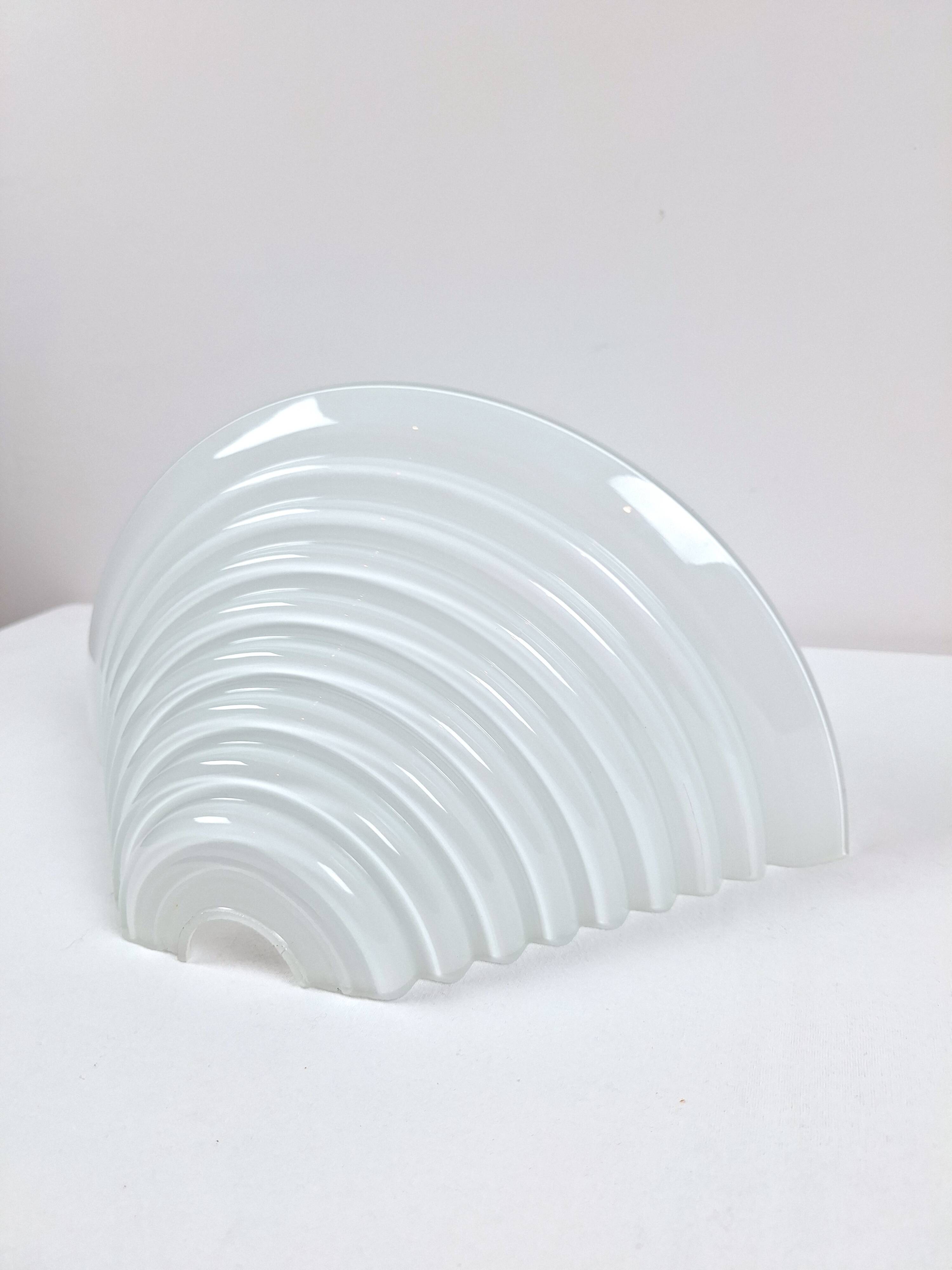 Vintage chunky art deco wavy glass wall light 1980s