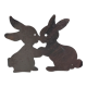 Cast iron plate in the shape of rabbits
