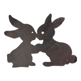 Plaque de fonte en forme de lapins