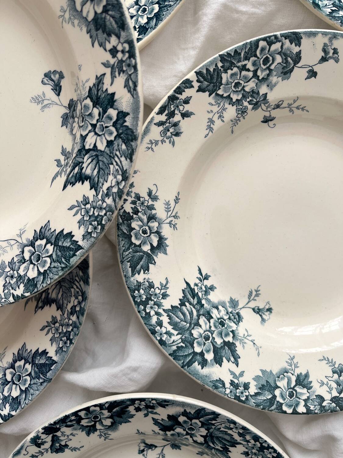 8 “Marie Louise” ironstone soup plates from Saint Amand and Hamage