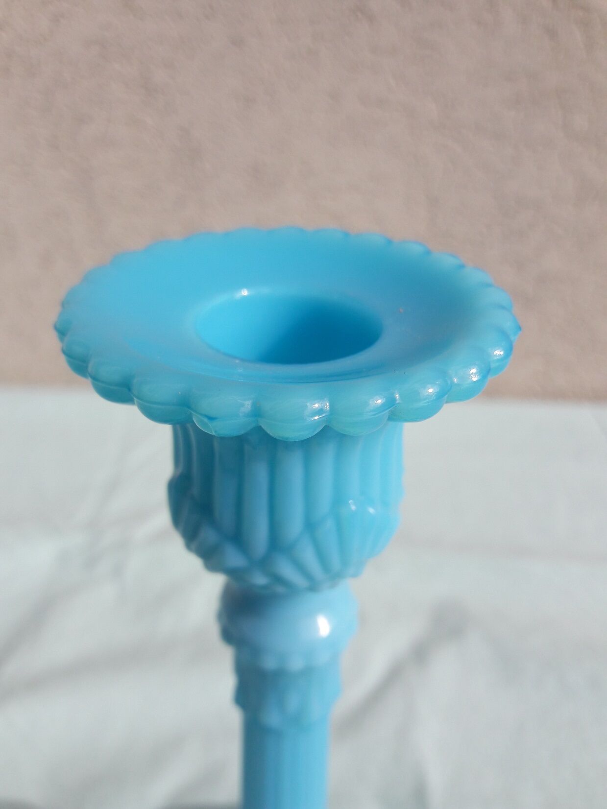 Blue candlestick opaline