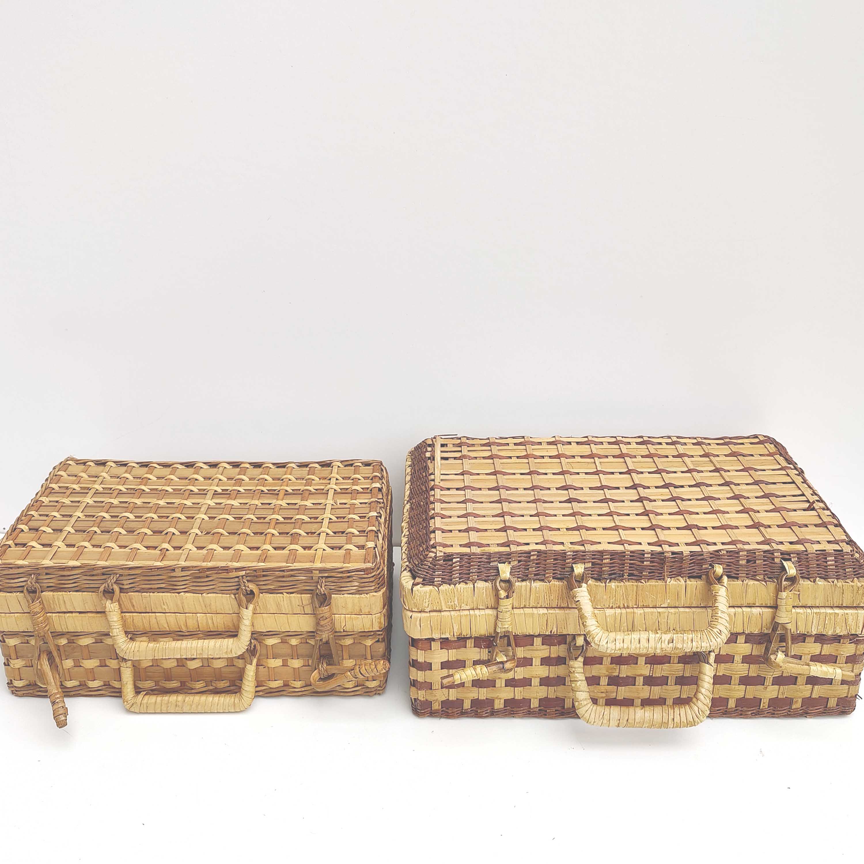 Vintage wicker nesting suitcases