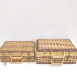 Vintage wicker nesting suitcases