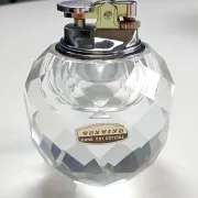 Table lighter/candle holder/faceted crystal paperweight handmade. 1960