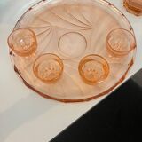 Service à apéritif vintage en verre rose