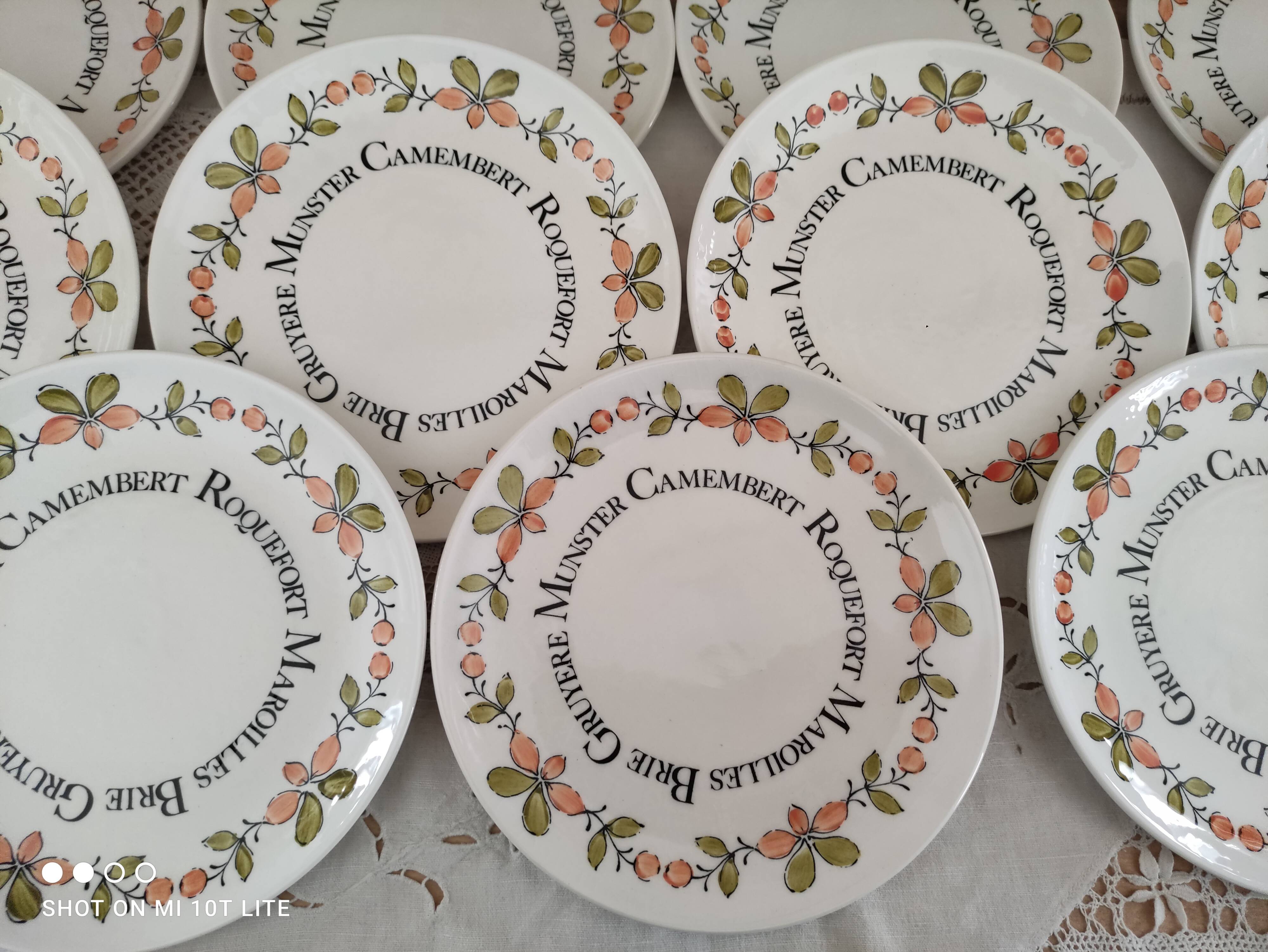 Set of 11 gien france cheese plates from the ma cuisine series