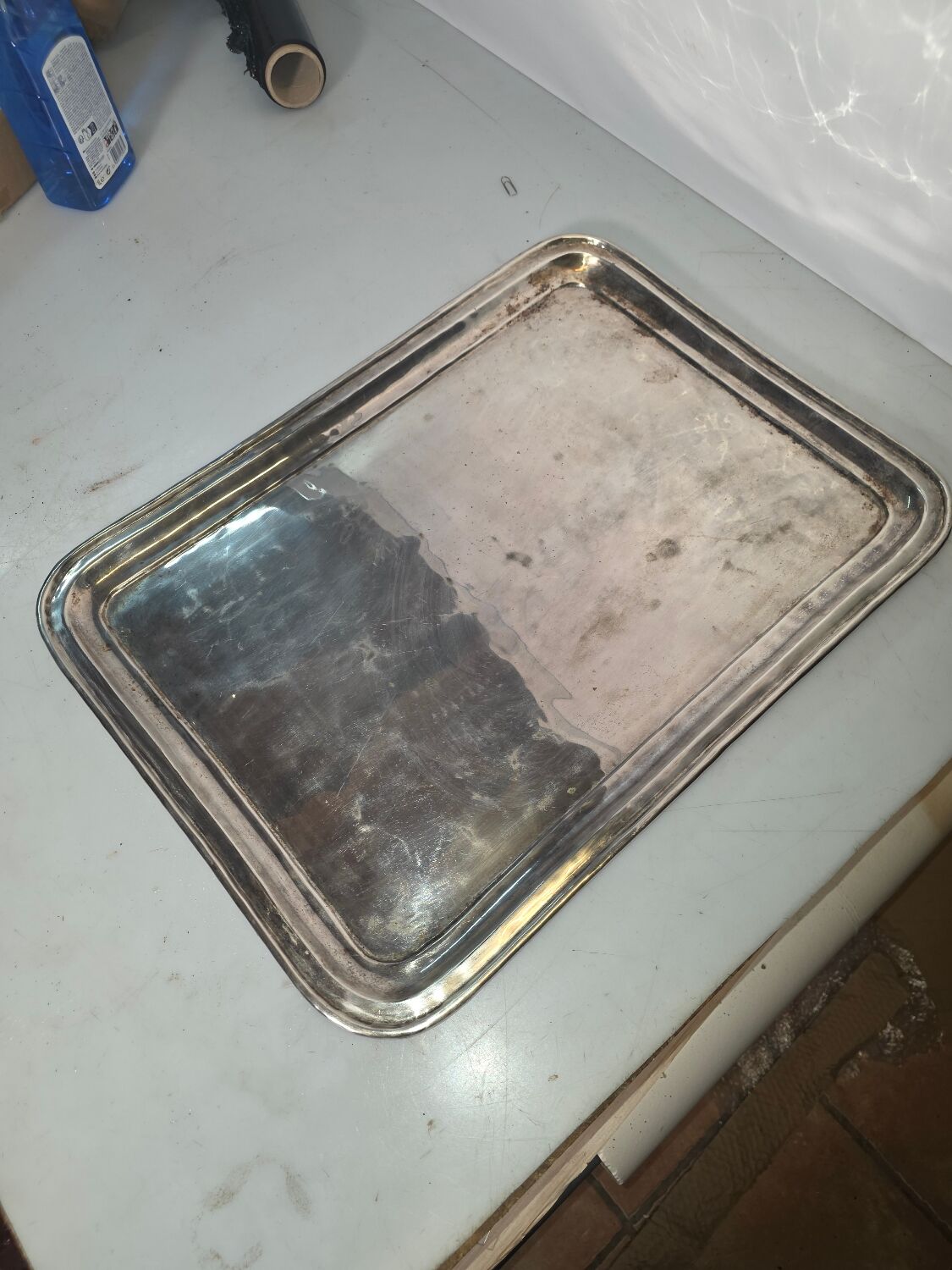 Antique silver-plated tray