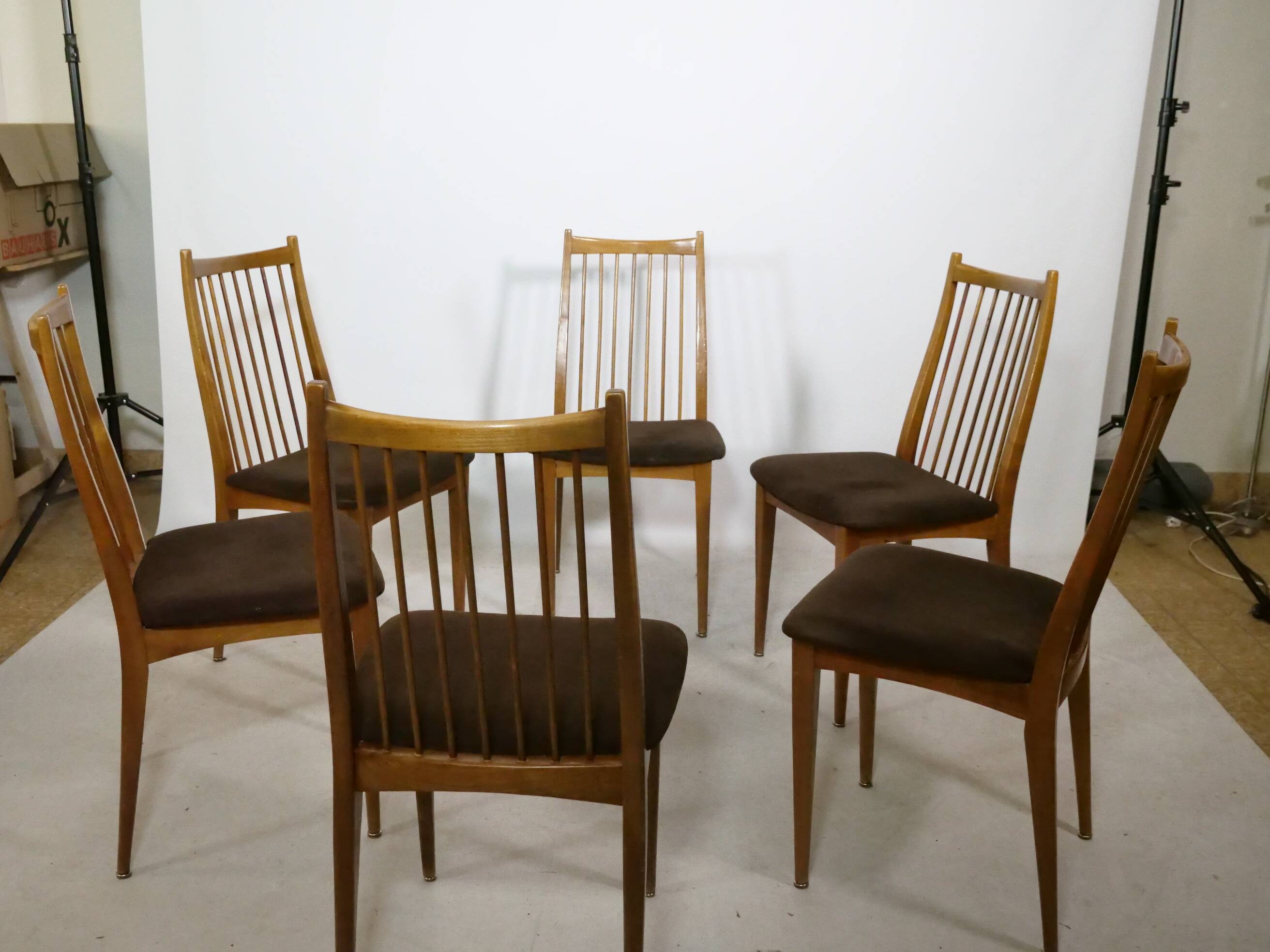 Mid-Century Teak Dining Chairs by WK Möbel, Set of 6, 1960s Design