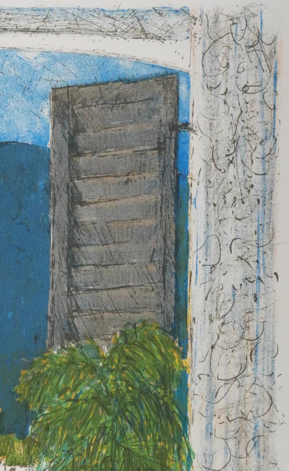 Guy Bardone: Window with Fruits, signed original lithograph.