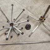 Parrot coat rack 16 hooks industrial in chromed metal and base + black balls 1960