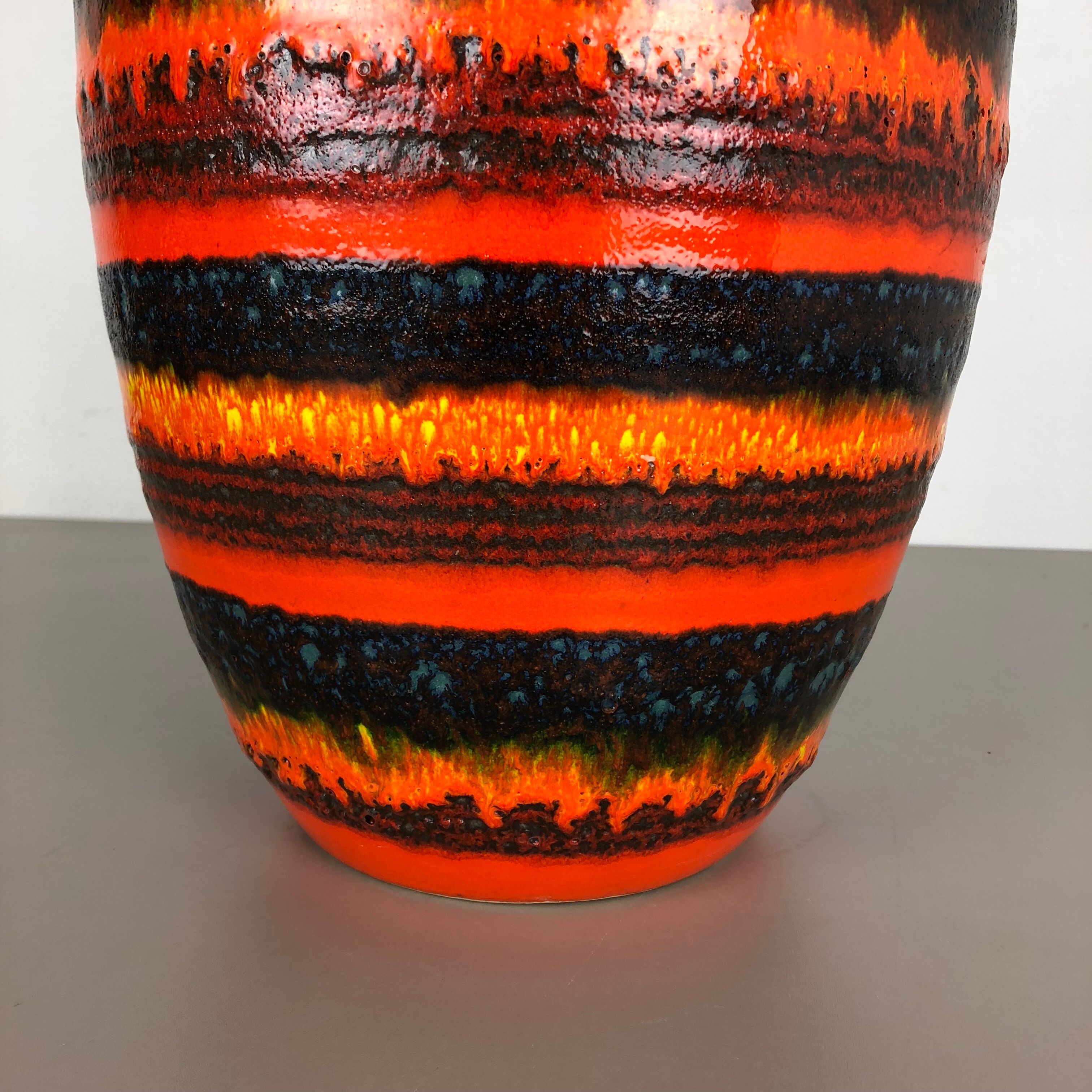 Multi-Color Pottery Fat Lava Multi-Color Floor Vase Made by Scheurich, Germany 1970s