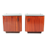 Ensemble de 2 tables de chevet en verre noir, Tchécoslovaquie, années 1960