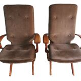 Pair of vintage Scandinavian style relaxation armchairs, adjustable tilt