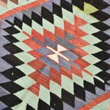 6x8 Geometric Handmade Wool Oushak Area Kilim Rug, 170x255Cm