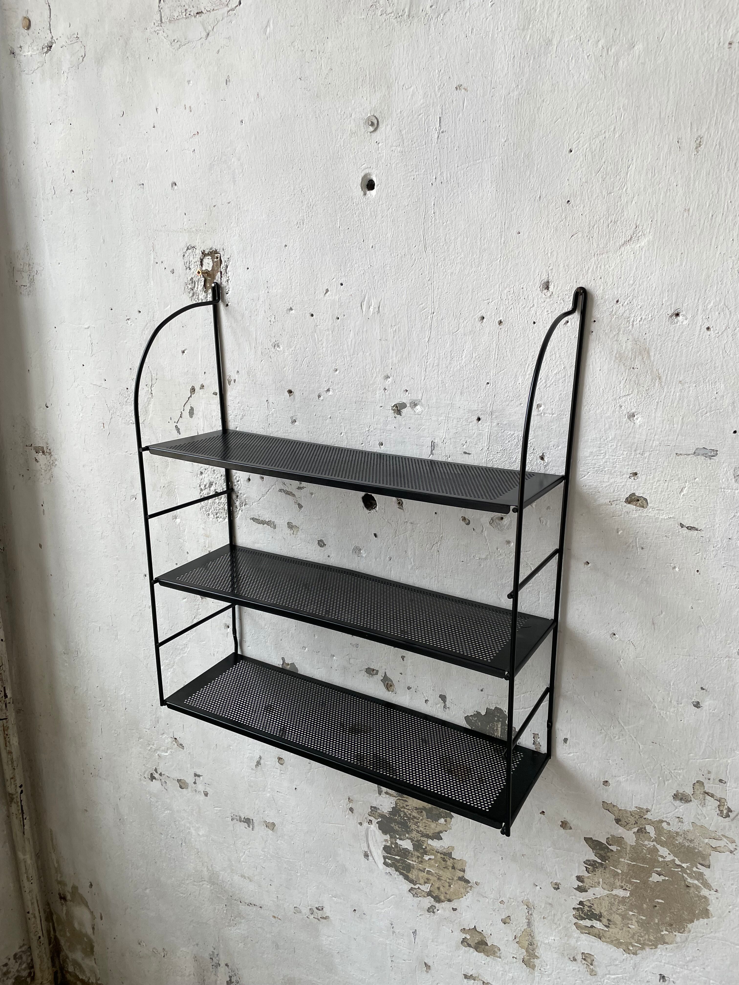 Black metal string shelf