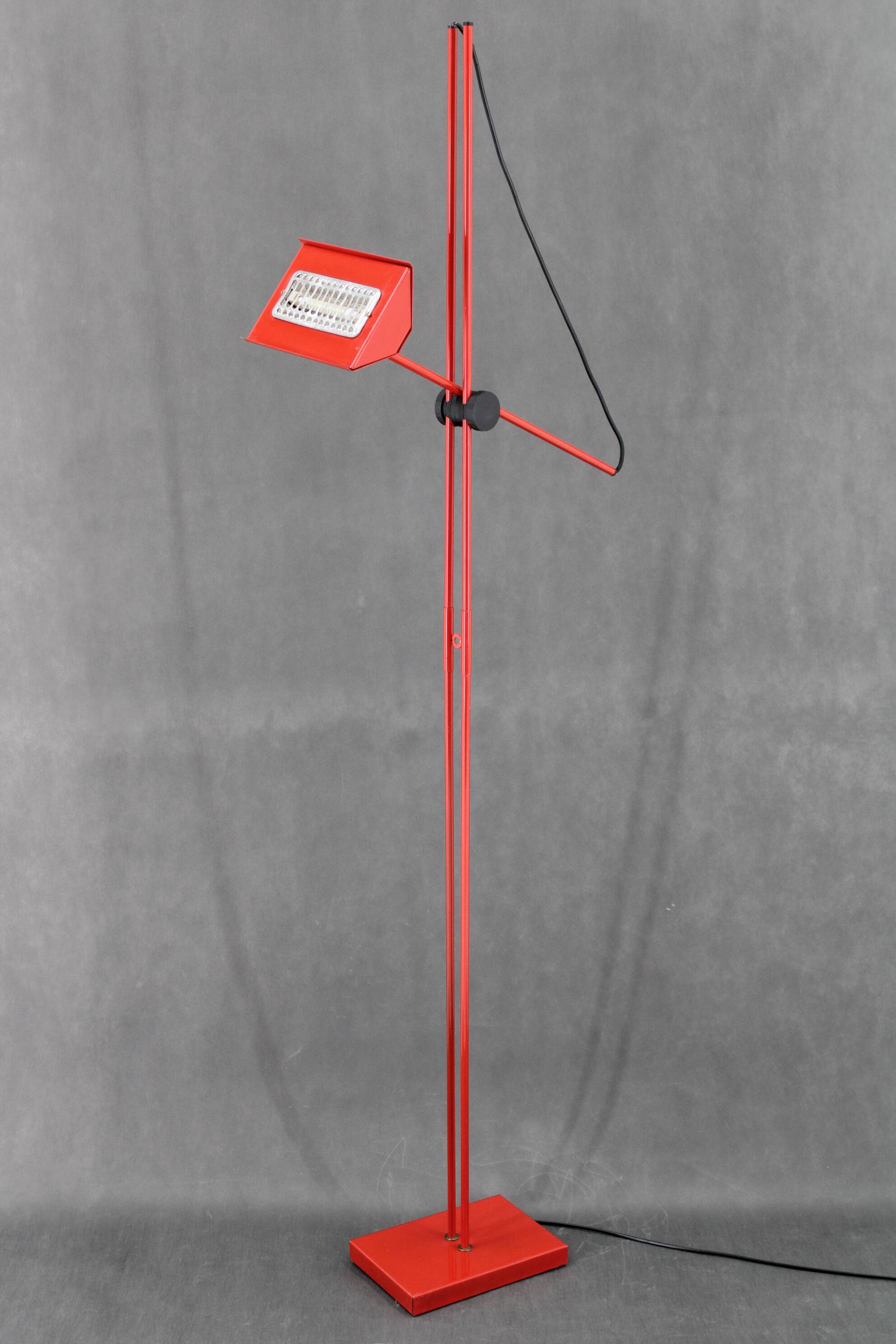 1980s Halogen Red Floor Lamp, Italy